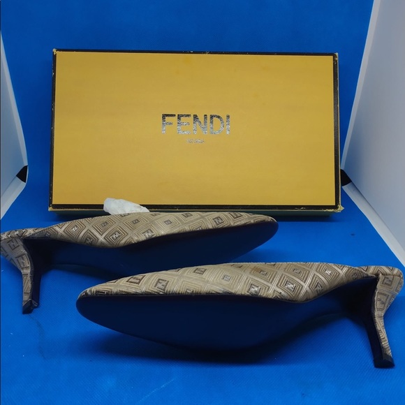 Fendi Zucca Slingback Mules Logo Pumps 35.5 - Picture 4 of 14